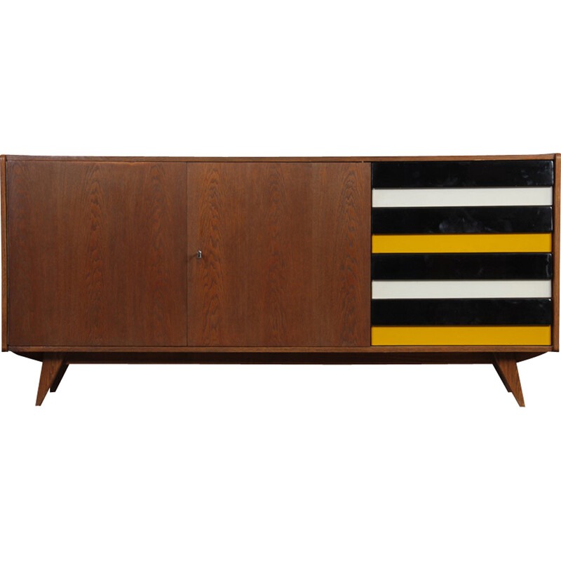 Vintage U-460 oakwood sideboard by Jiroutek for Interier Praha, 1960