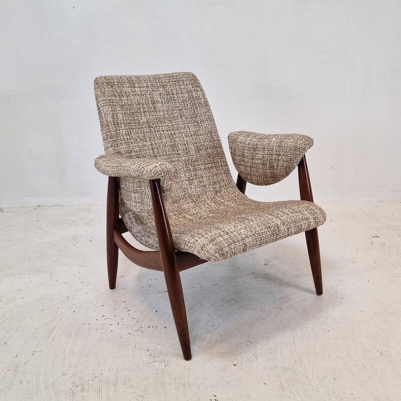 Vintage teakhouten fauteuil van Louis Van Teeffelen voor Wébé, Nederland 1960