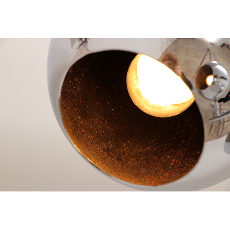 Vintage chromen Space Age hanglamp met gloeilampen, 1960