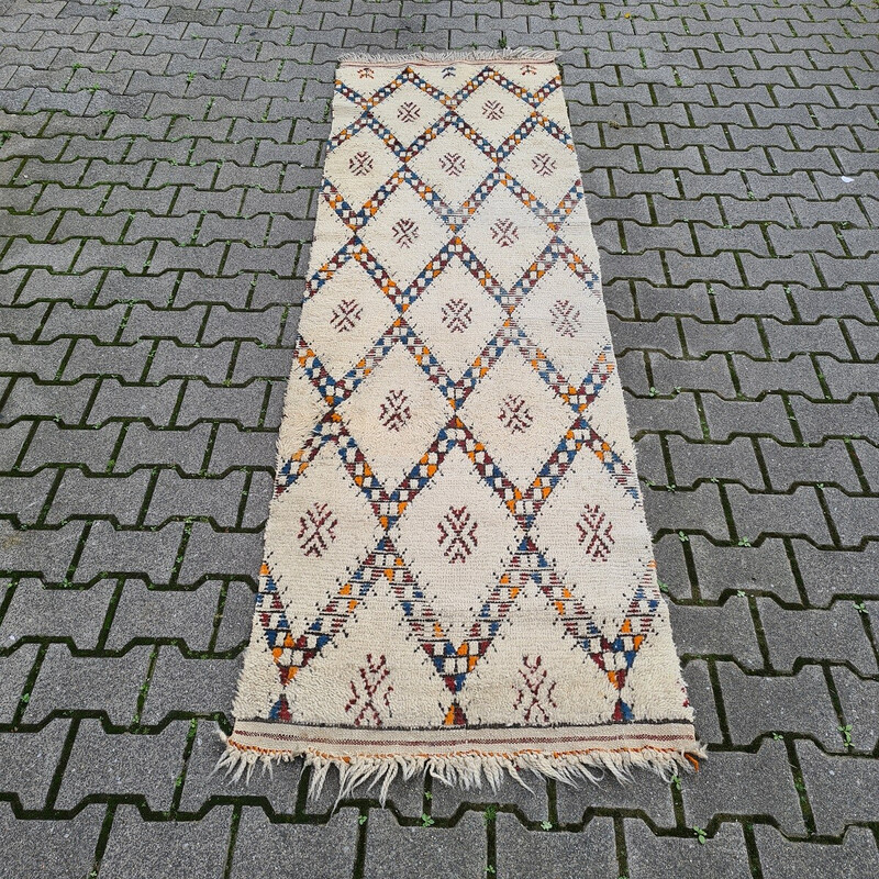 Vintage hand knotted wool runner, 1970s