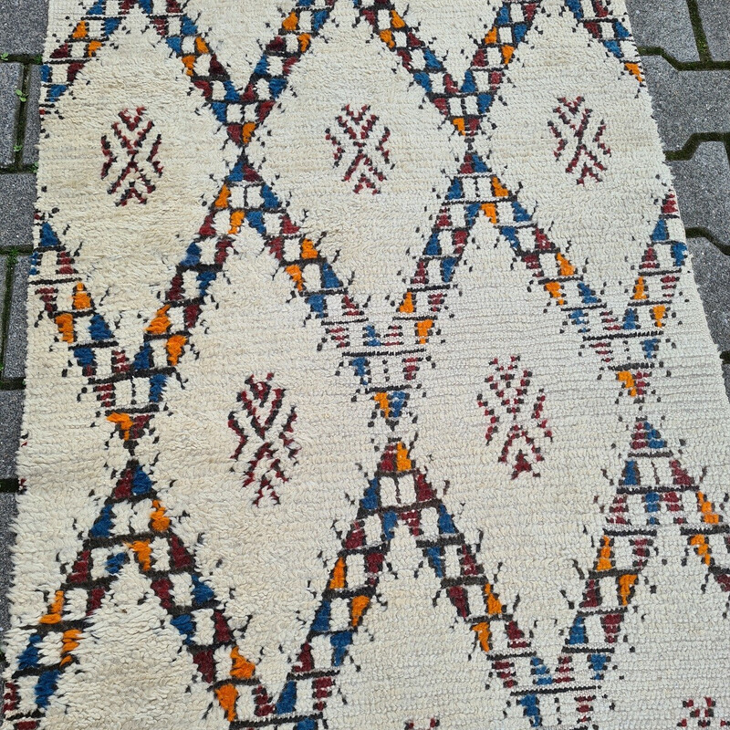 Vintage hand knotted wool runner, 1970s