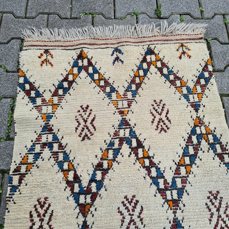 Vintage hand knotted wool runner, 1970s