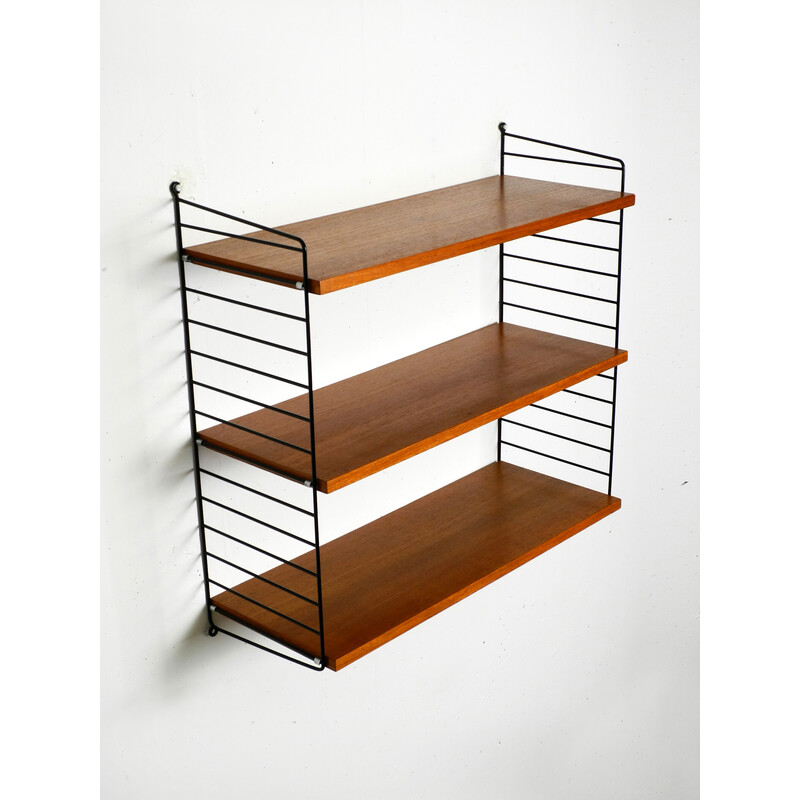 Vintage teak wall hanging shelf by Nisse Strinning, 1960s