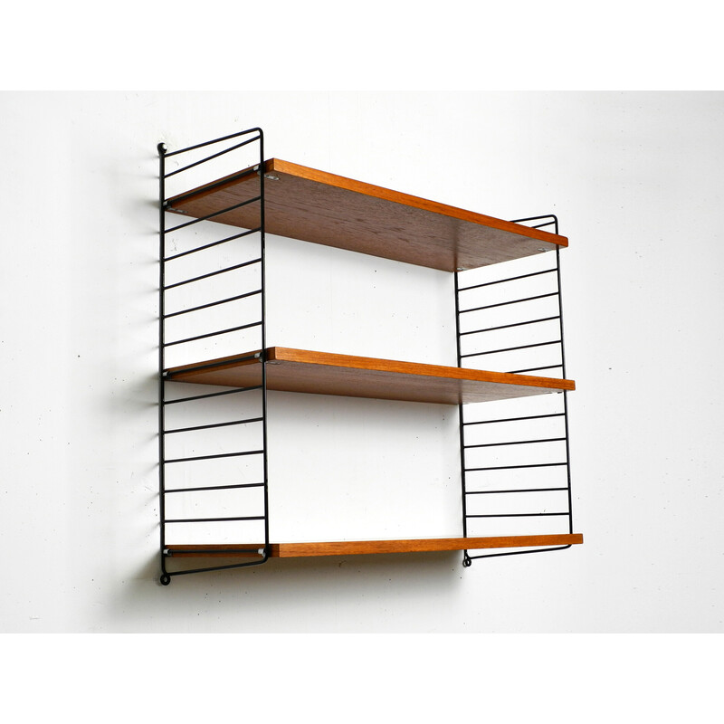 Vintage teak wall hanging shelf by Nisse Strinning, 1960s