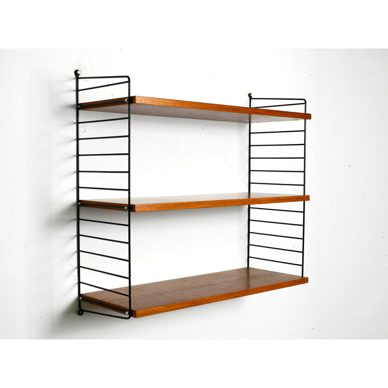 Vintage teak wall hanging shelf by Nisse Strinning, 1960s