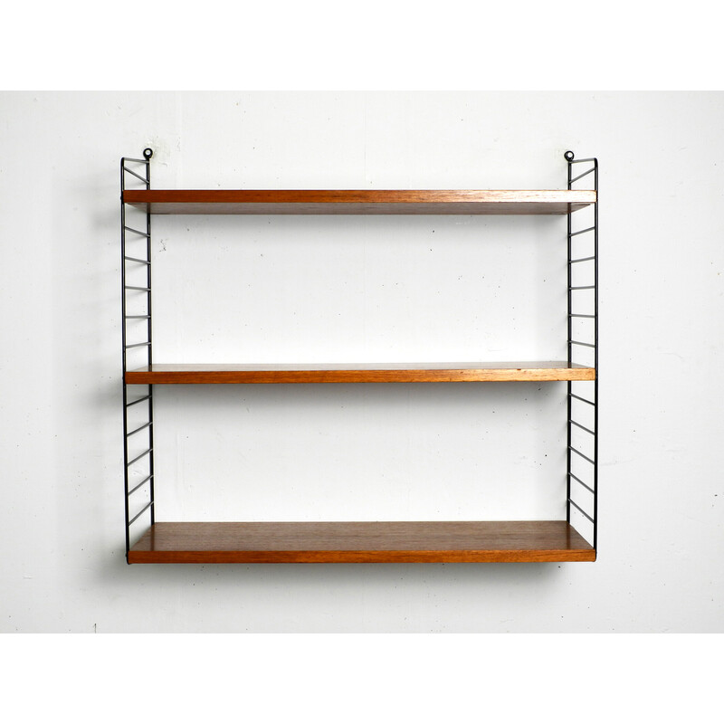 Vintage teak wall hanging shelf by Nisse Strinning, 1960s