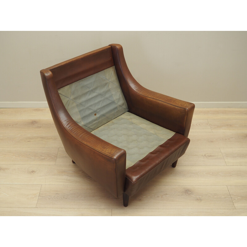 Fauteuil vintage danois en cuir marron par Edmund Jørgensen, 1960