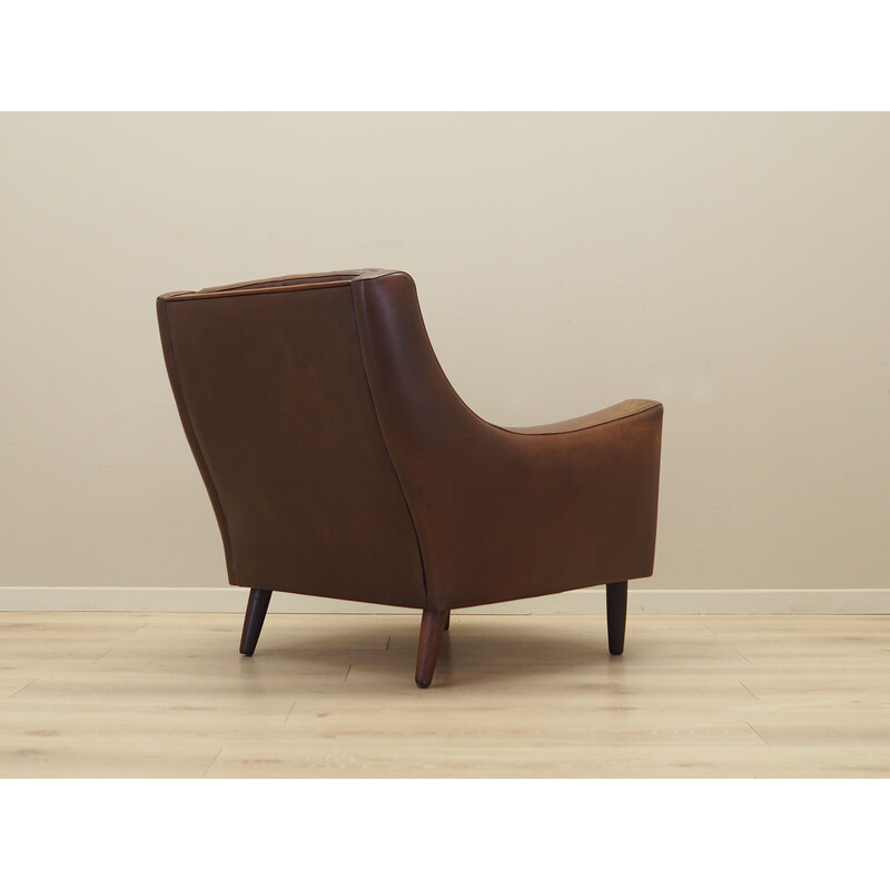 Sillón danés vintage de cuero marrón de Edmund Jørgensen, años 60