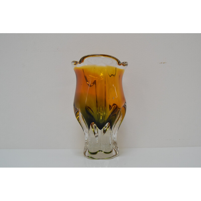 Jarrón Vintage Art glass de Josef Hospodka para Glasswork Chribska, Checoslovaquia Años 60