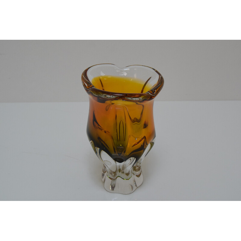 Vaso vintage in vetro artistico di Josef Hospodka per Glasswork Chribska, Cecoslovacchia 1960