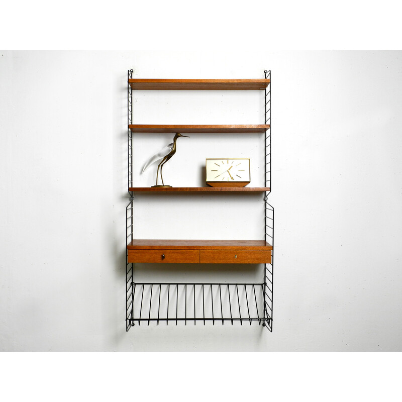 Vintage teak string shelf by Nisse Strinning, 1960s