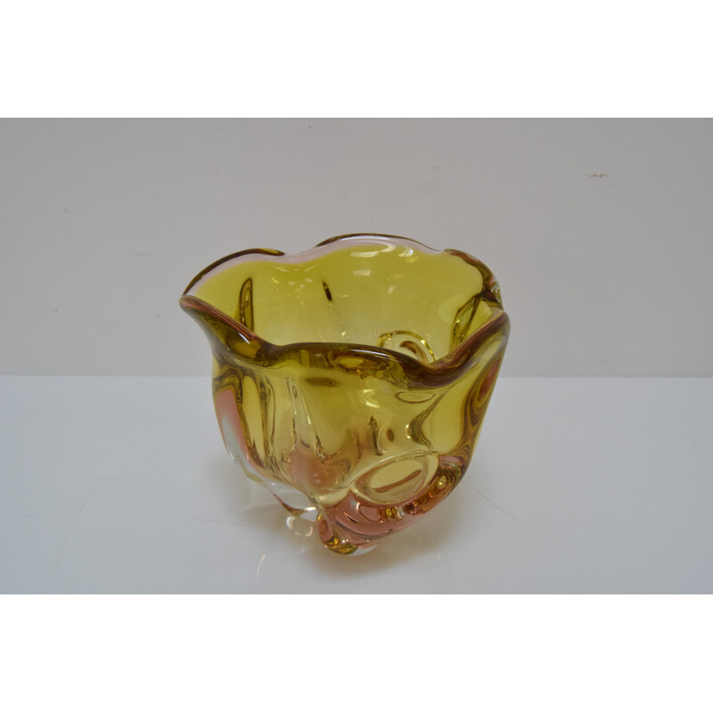 Vintage Art glass bowl by Josef Hospodka for Glasswork Chribska, Czechoslovakia 1960s
