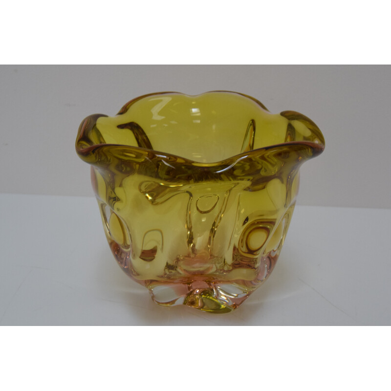 Vintage Art glass bowl by Josef Hospodka for Glasswork Chribska, Czechoslovakia 1960s