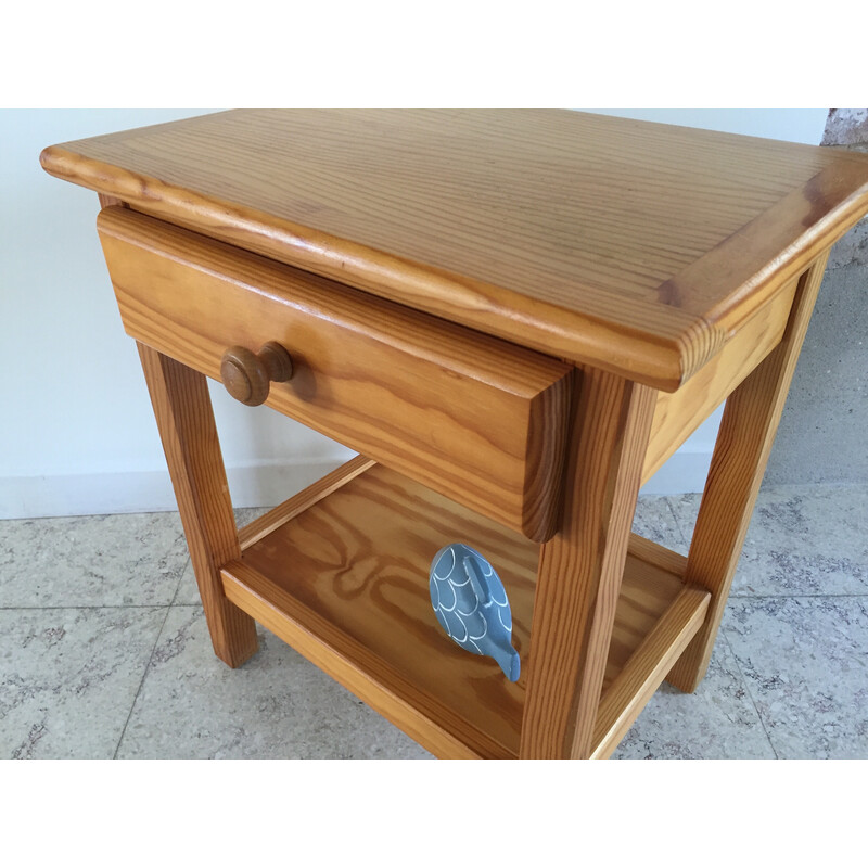 Mesa de cabeceira de madeira vintage, 1980-1990