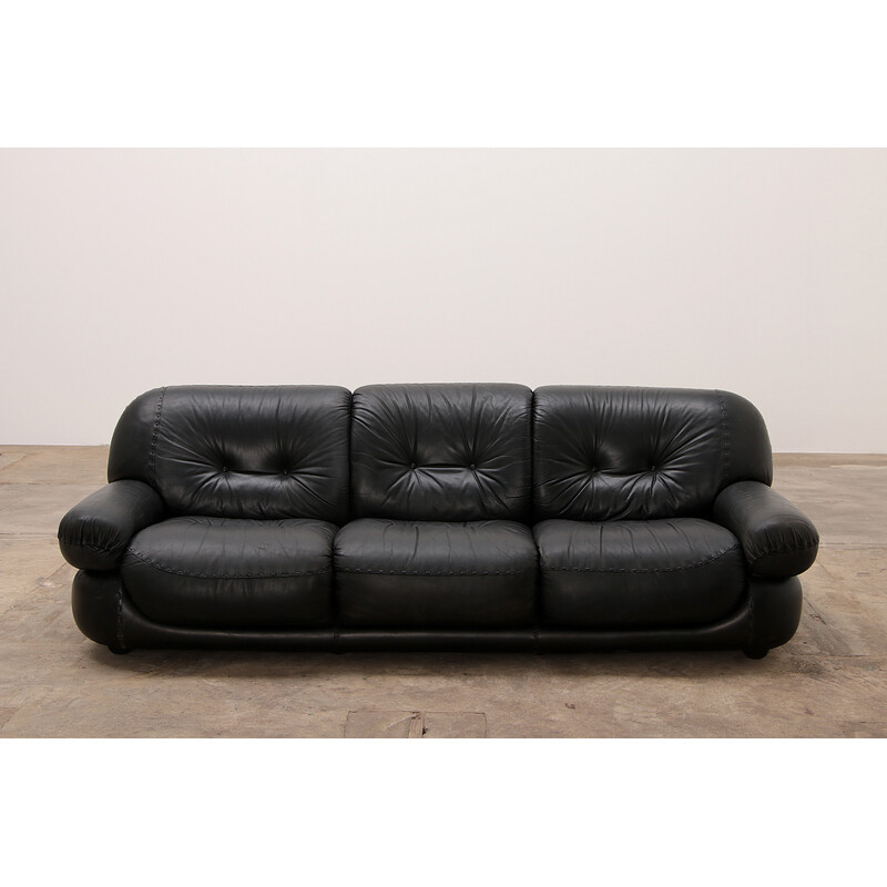 Vintage leather sofa by Sapporo for Mobil Girgi, Italy 1970