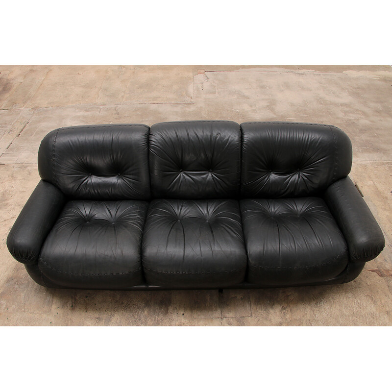 Vintage leather sofa by Sapporo for Mobil Girgi, Italy 1970