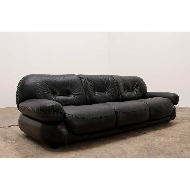 Vintage leather sofa by Sapporo for Mobil Girgi, Italy 1970