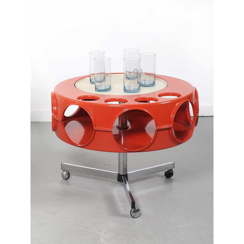 Table d'appoint Rotobar vintage pour Curver, Pays-Bas 1970