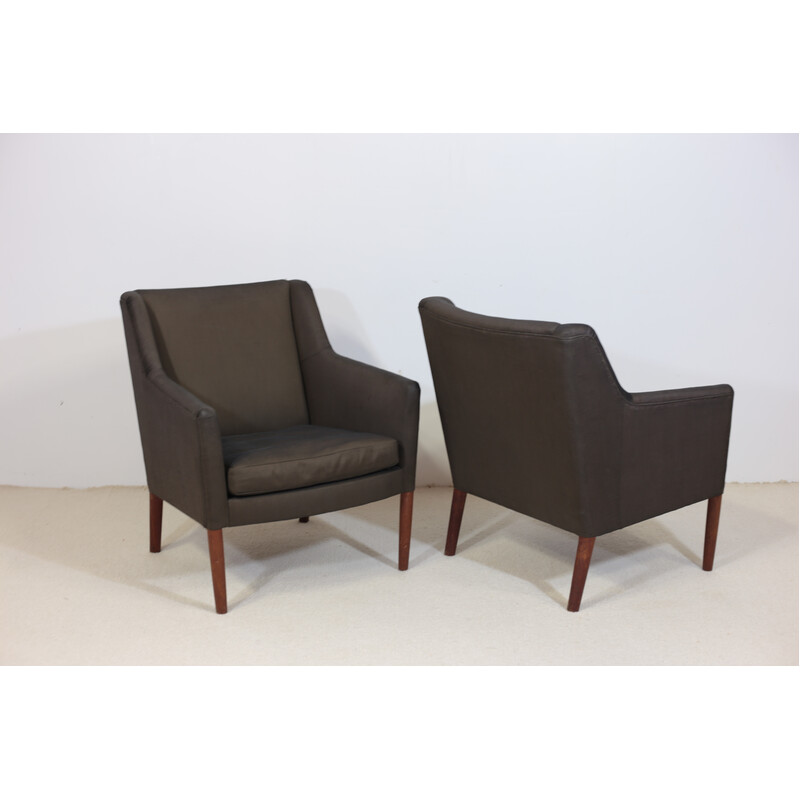 Pair of vintage fabric and teak armchairs, Denmark 1960