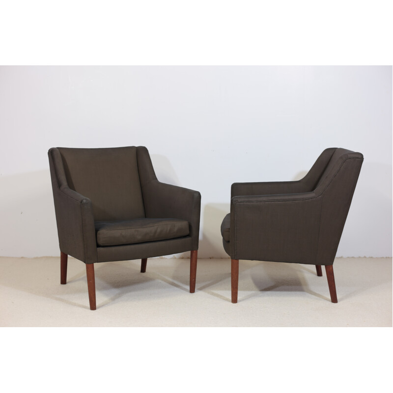 Pair of vintage fabric and teak armchairs, Denmark 1960