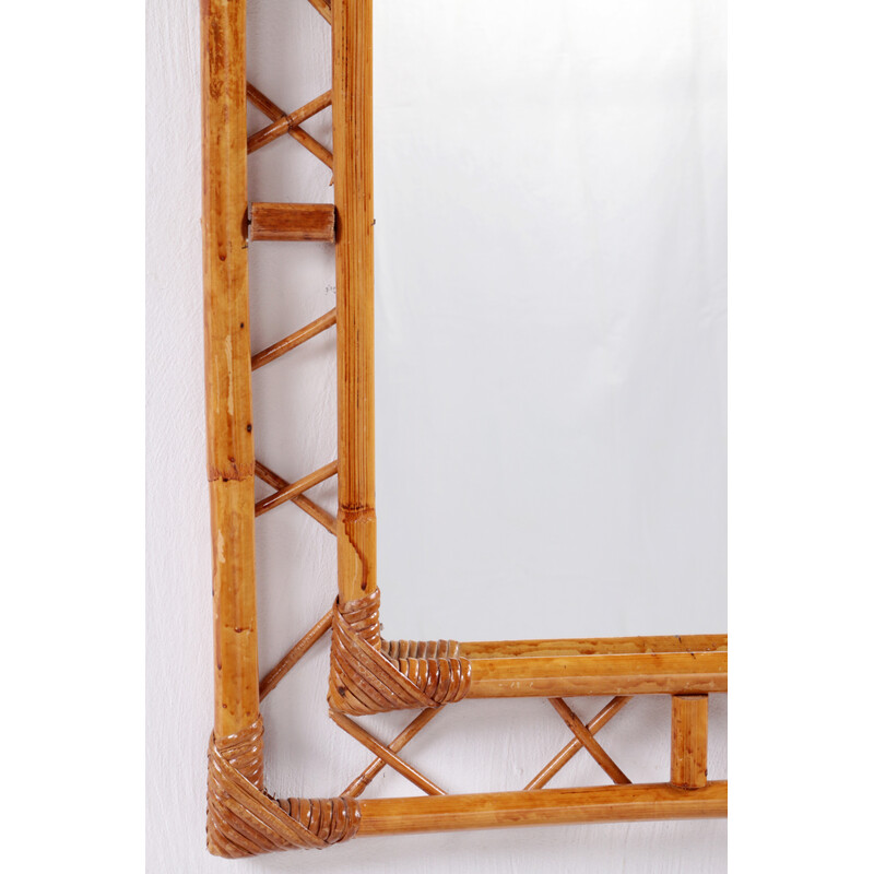 Vintage bamboo mirror, France 1920