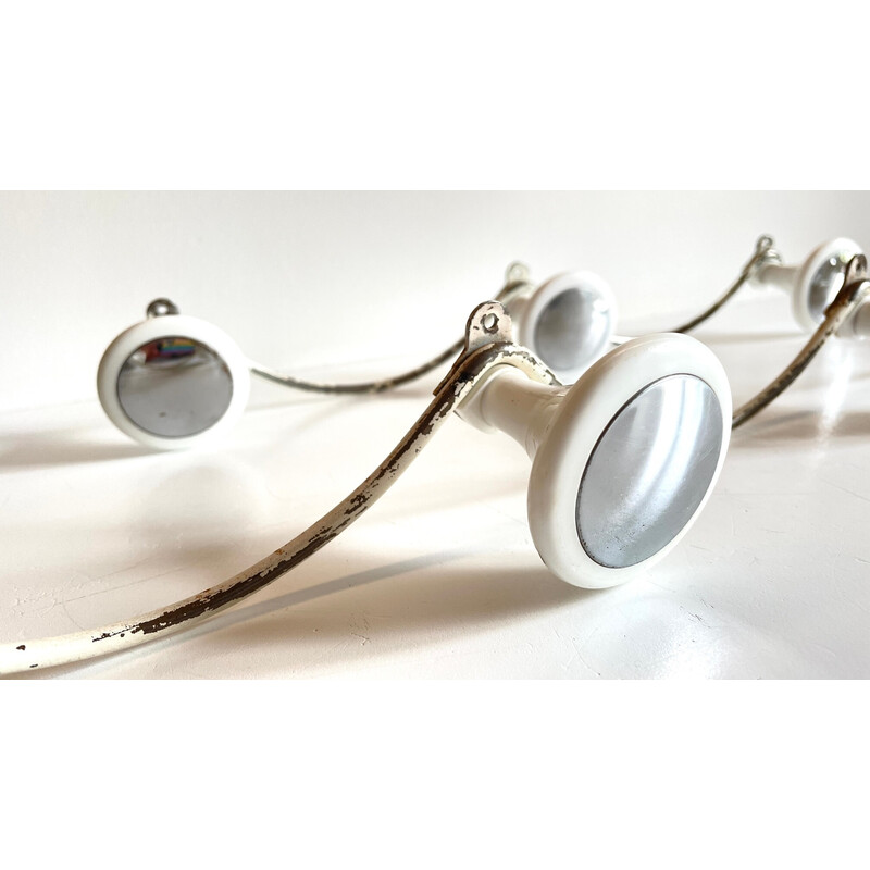 Pair of vintage white and chrome coat racks, 1960