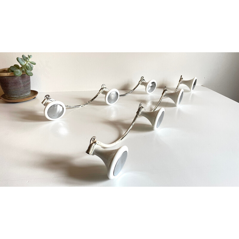 Pair of vintage white and chrome coat racks, 1960