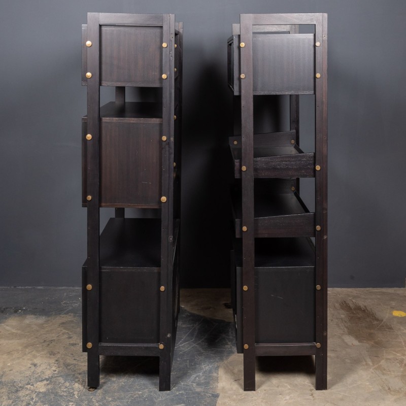 Pair of vintage Italian ebonite shelves, 1970