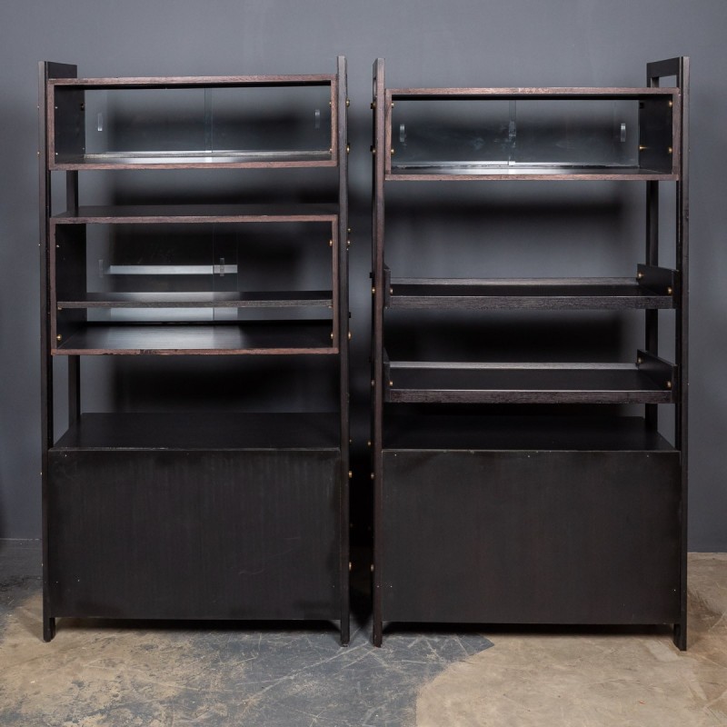 Pair of vintage Italian ebonite shelves, 1970