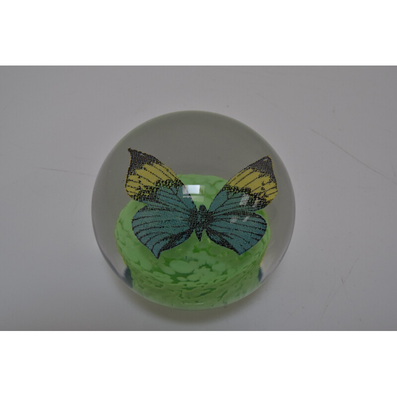 Vintage Art Glass paperweight by Novy Bor, Czechoslovakia 1950s