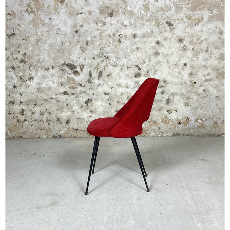 Par de cadeiras de cocktail vintage em musselina vermelha, 1960-1970