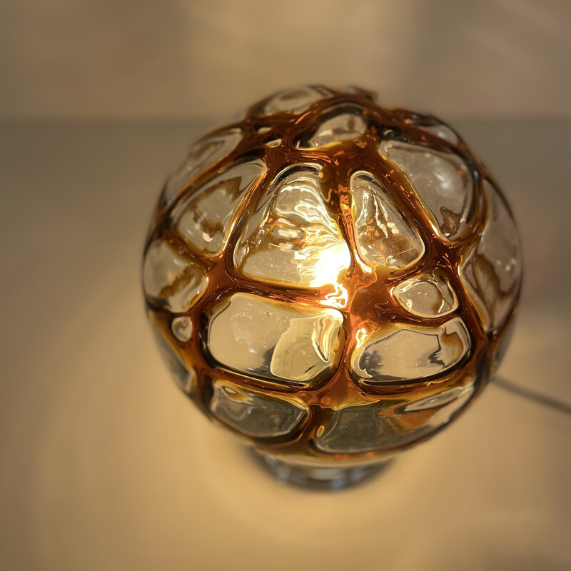 Lampada da tavolo vintage in vetro di Murano e cromo, 1970