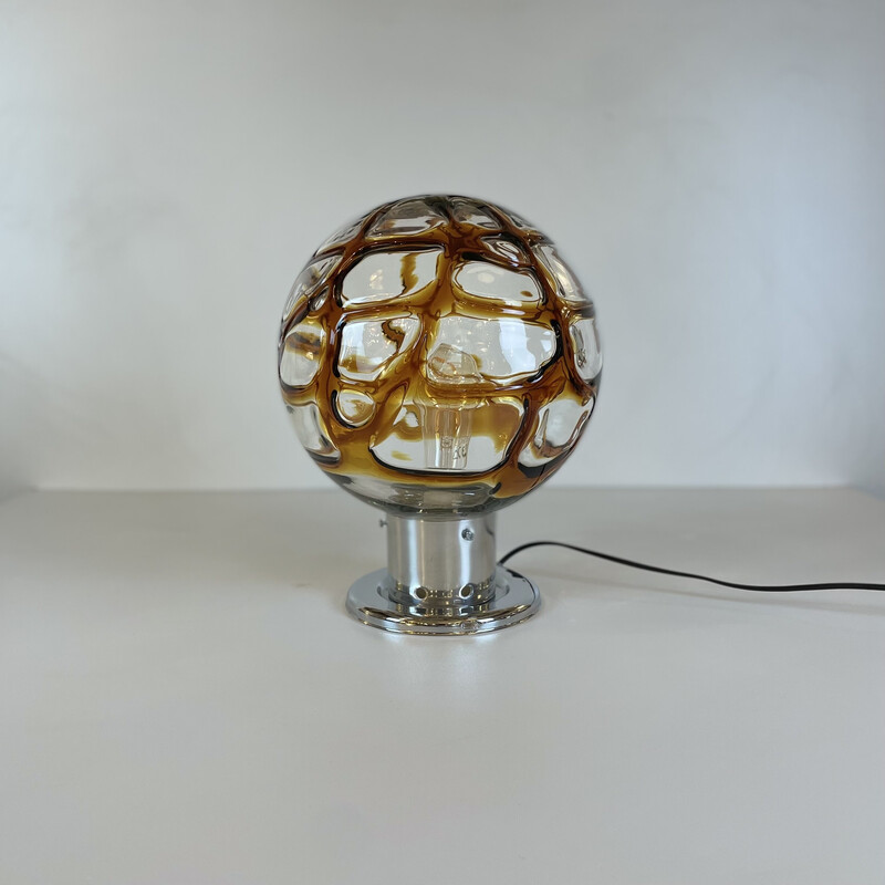 Lampe de table vintage en verre de Murano et chrome, 1970