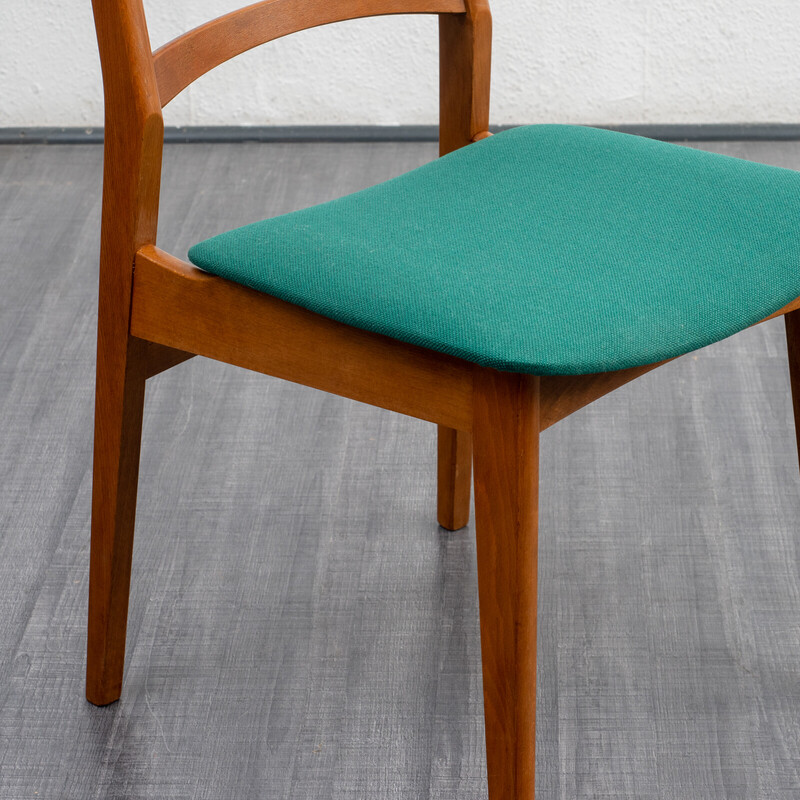 Conjunto de 4 cadeiras de jantar vintage com cobertura verde, anos 60
