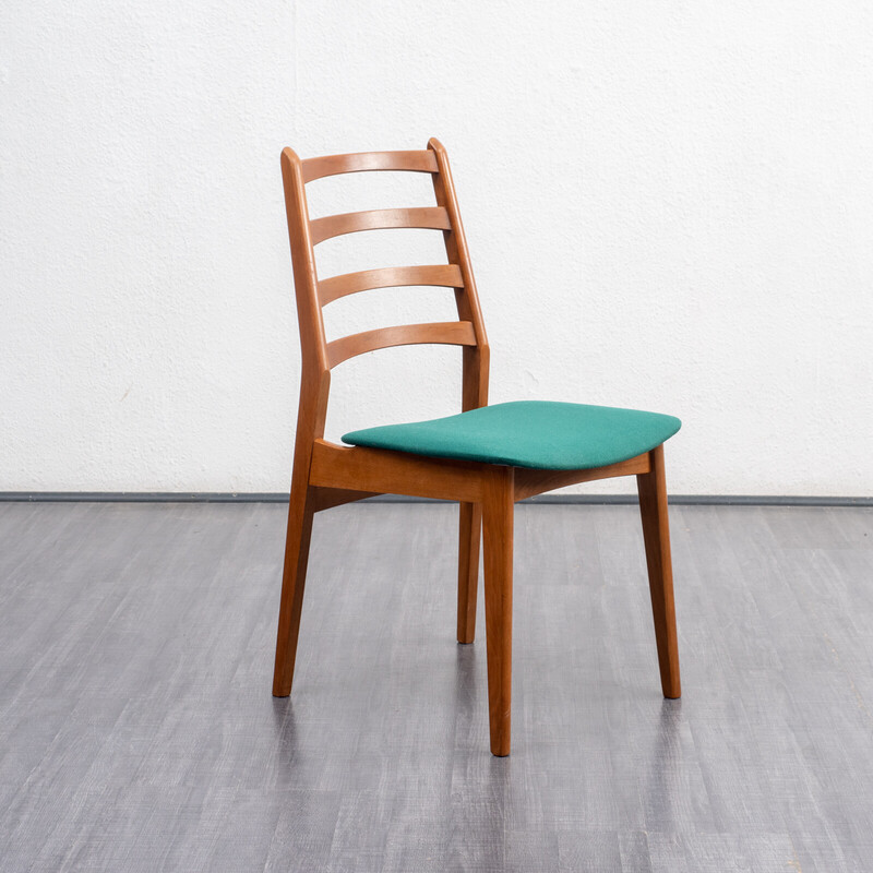 Set of 4 vintage dining chairs with green cover, 1960s