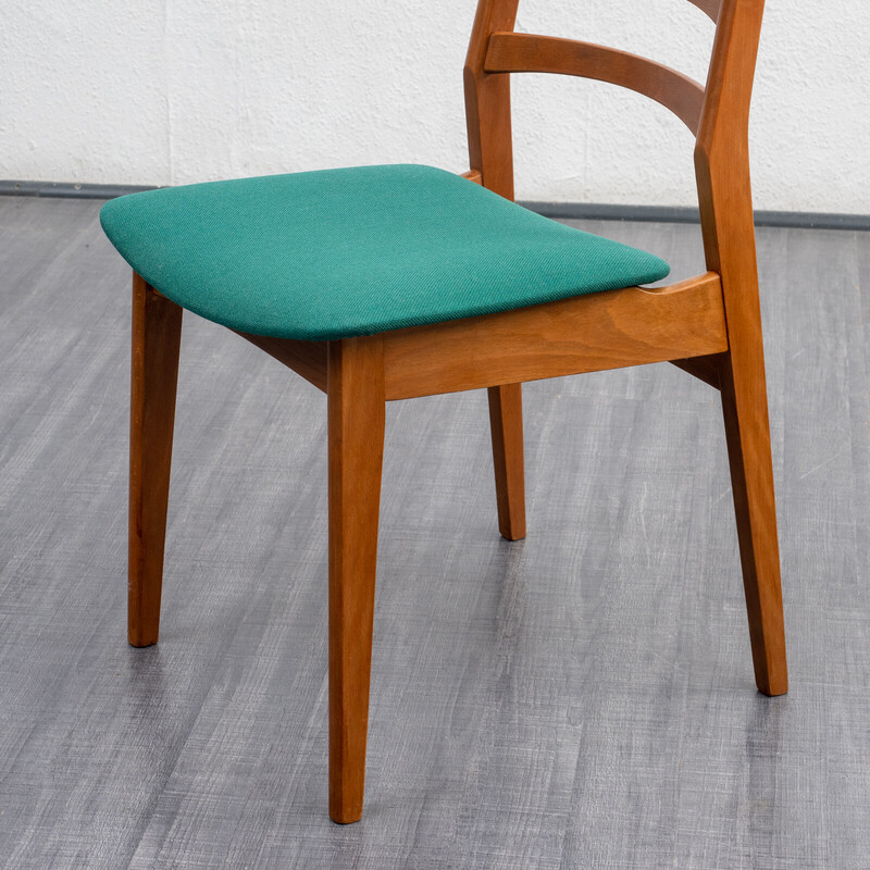 Set of 4 vintage dining chairs with green cover, 1960s