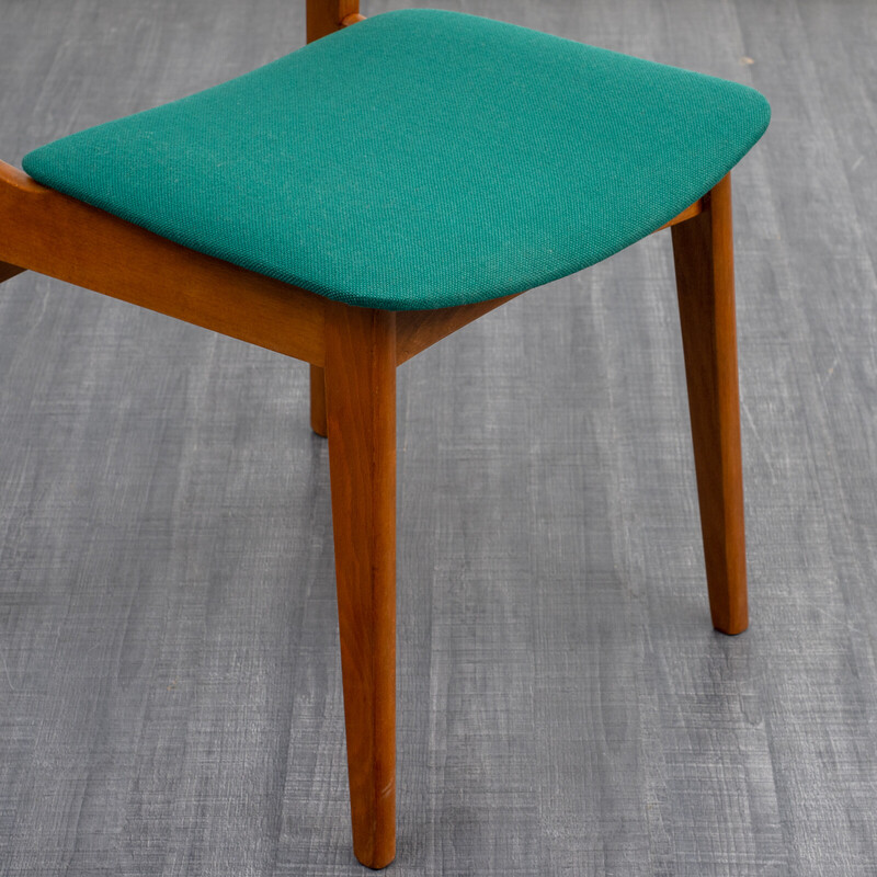 Conjunto de 4 cadeiras de jantar vintage com cobertura verde, anos 60