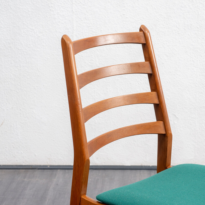 Conjunto de 4 cadeiras de jantar vintage com cobertura verde, anos 60