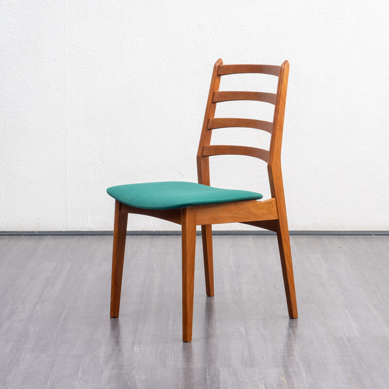 Set of 4 vintage dining chairs with green cover, 1960s