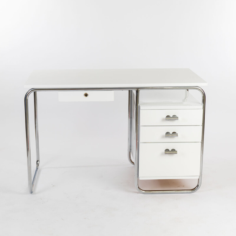 Vintage Bauhaus desk in white, 1930s