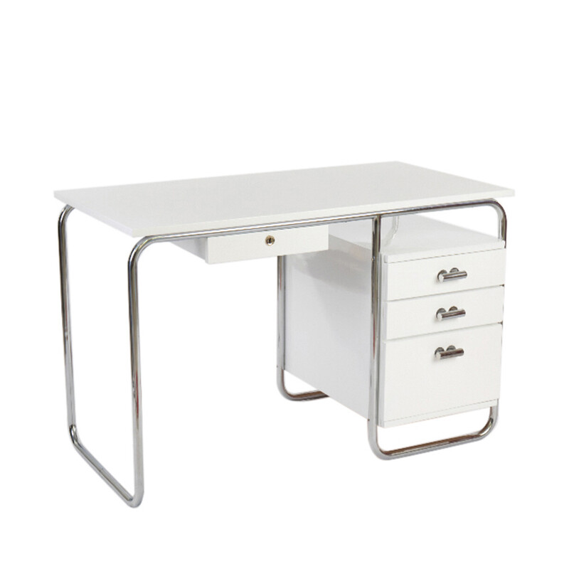 Vintage Bauhaus desk in white, 1930s