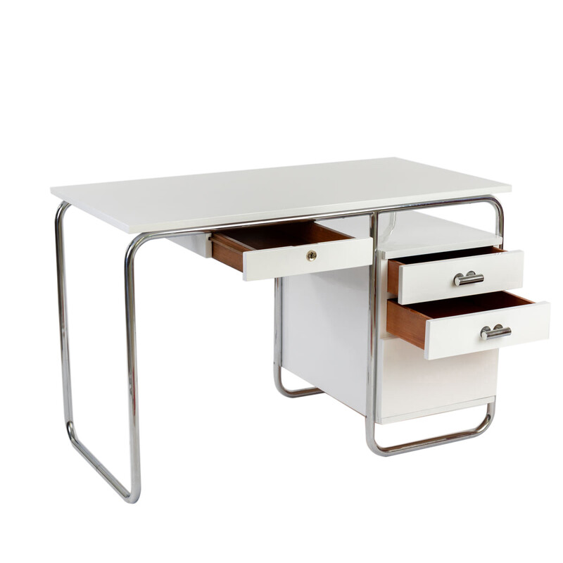 Vintage Bauhaus desk in white, 1930s