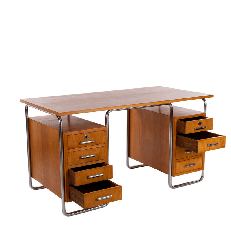 Vintage beukenhouten bureau van Rudolf Vichr voor Vichr a Spol, 1930