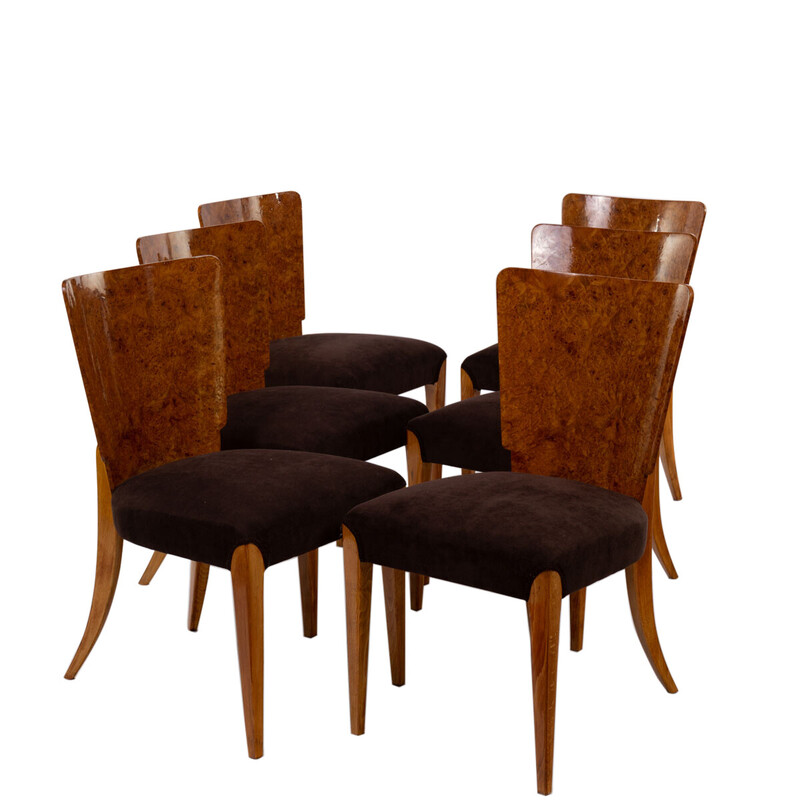 Set of 6 vintage wood chairs by Halabala