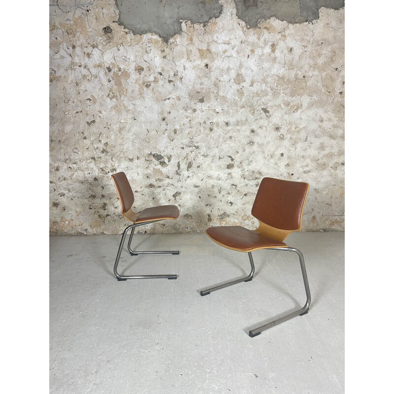 Vintage Samo chairs in wood and Skai