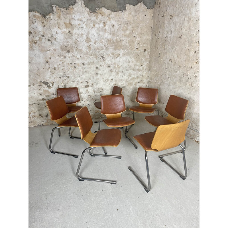 Vintage Samo chairs in wood and Skai