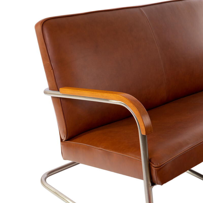 Vintage Bauhaus Sofa aus Leder und Buchenholz