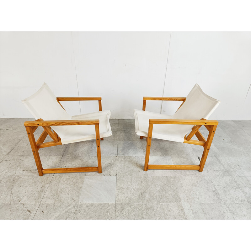 Paire de fauteuils safari vintage par Tord Bjorlund pour Ikea, Suède 1980