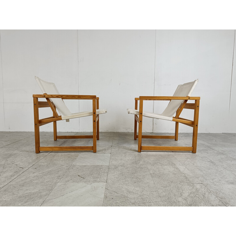 Pair of vintage safari armchairs by Tord Bjorlund for Ikea, Sweden 1980s