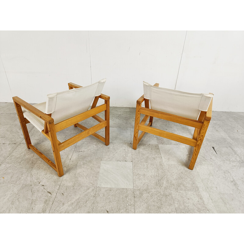 Pair of vintage safari armchairs by Tord Bjorlund for Ikea, Sweden 1980s